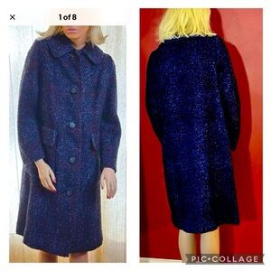 60’s Wool Tweed Swing Coat Small Beautiful Colorful Nubby Small